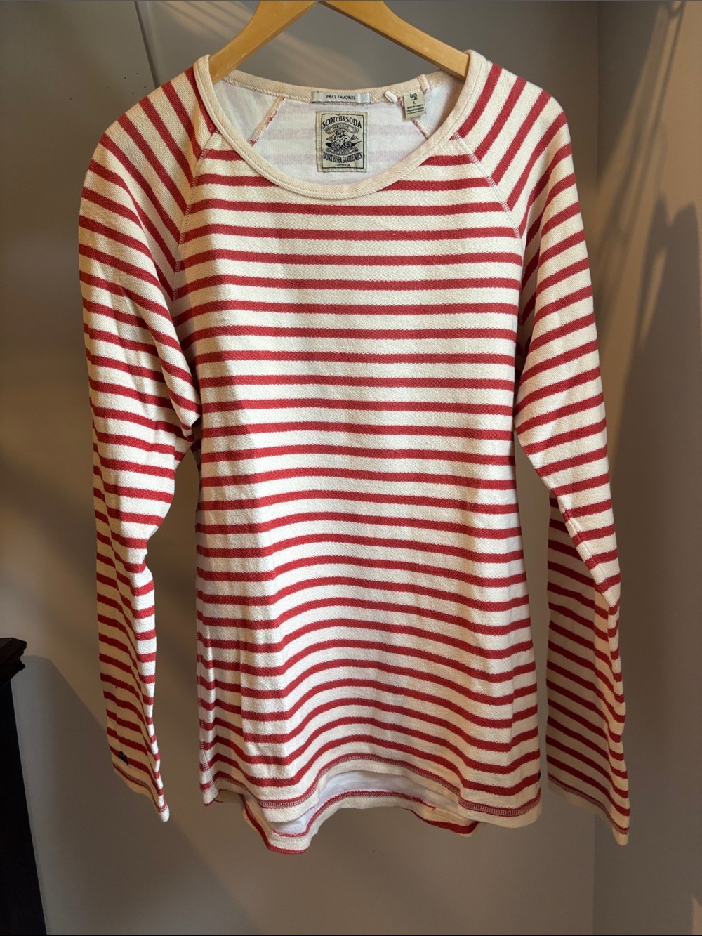 Scotch & Soda Vintage Breton Striped Long Sleeve Top Red Cream Men’s L